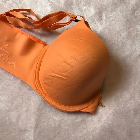 Victoria's Secret VS Orange 34D Love Heart Lightly Lined Demi Bra Underwire New - Picture 3 of 9